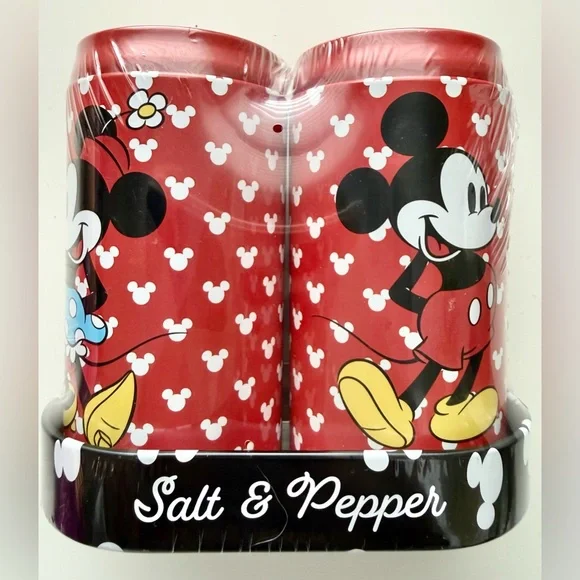Disney Mickey and Minnie Mouse Salt & Pepper Shakers - Red and Black - Picture 1 of 5